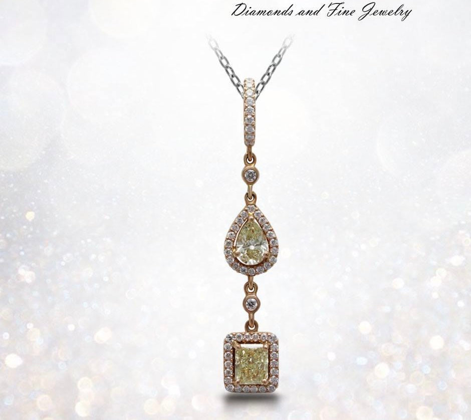 PENDANT 18KPGOLD s/w Natural Fancy yellow diamond &white Diamond.