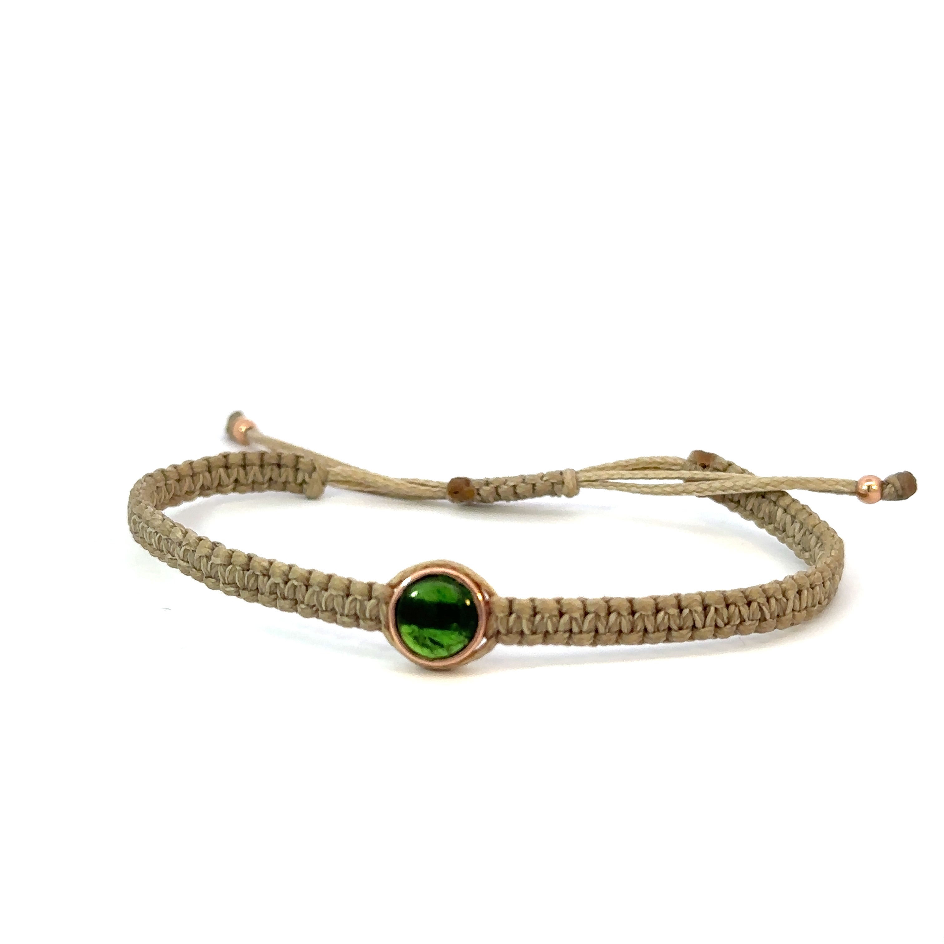 Braided bracelet 14KPink Gold  s/w Green Tourmaline